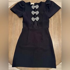 Sierra Darien Black Mini Dress with Bow Details
